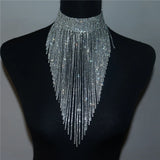 Bohemian Tassel Necklace Rhinestone Crystal Choker Women Party Jewelry