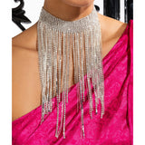 Bohemian Tassel Necklace Rhinestone Crystal Choker Women Party Jewelry
