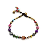 Boho Turquoise Agate Bead Charm Bracelet Hand Knit Adjustable Bangle