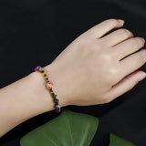 Boho Turquoise Agate Bead Charm Bracelet Hand Knit Adjustable Bangle