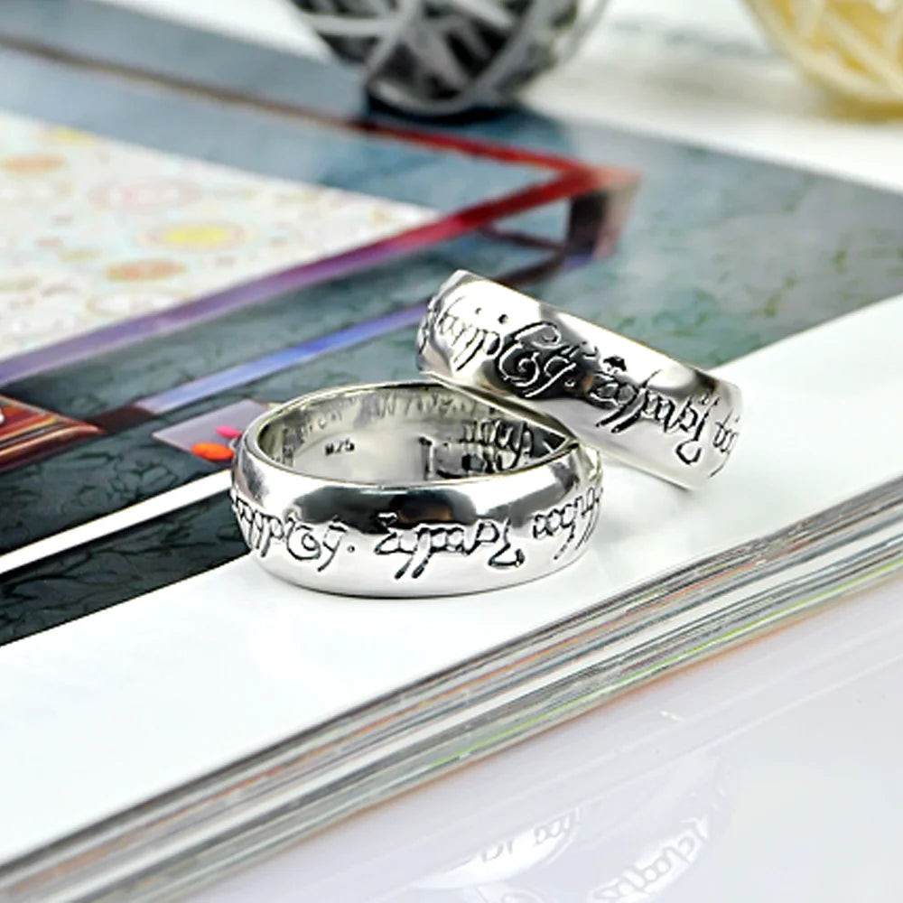 Bohemian Vintage 925 Silver Letter Ring Unisex Classic Jewelry