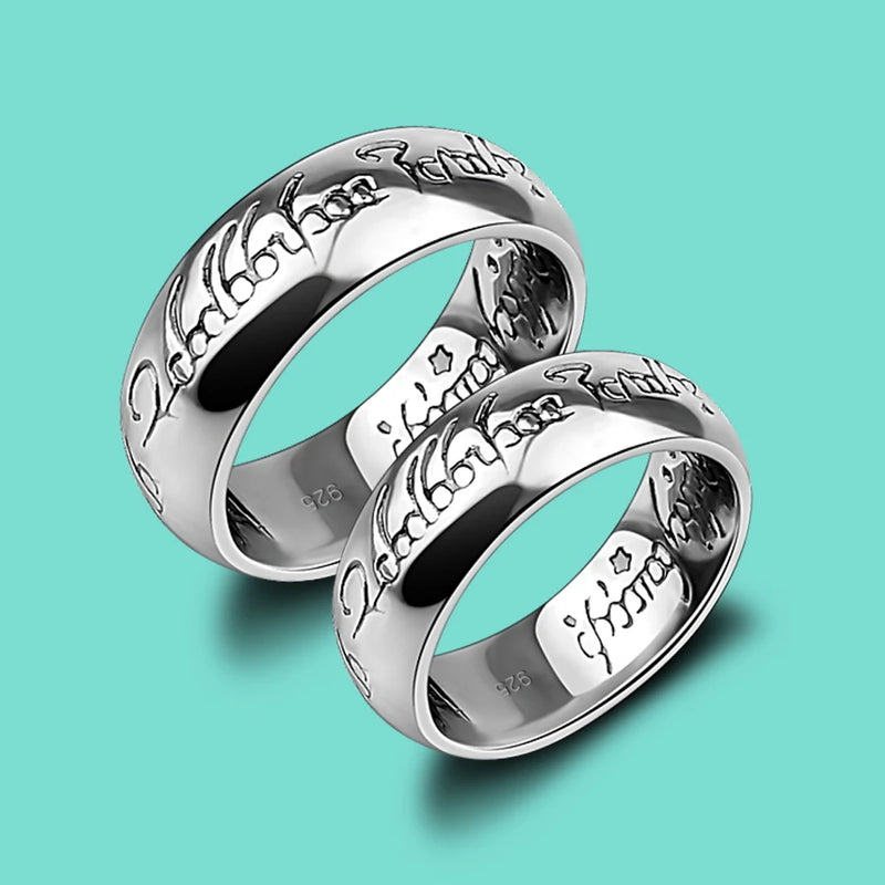 Bohemian Vintage 925 Silver Letter Ring Unisex Classic Jewelry