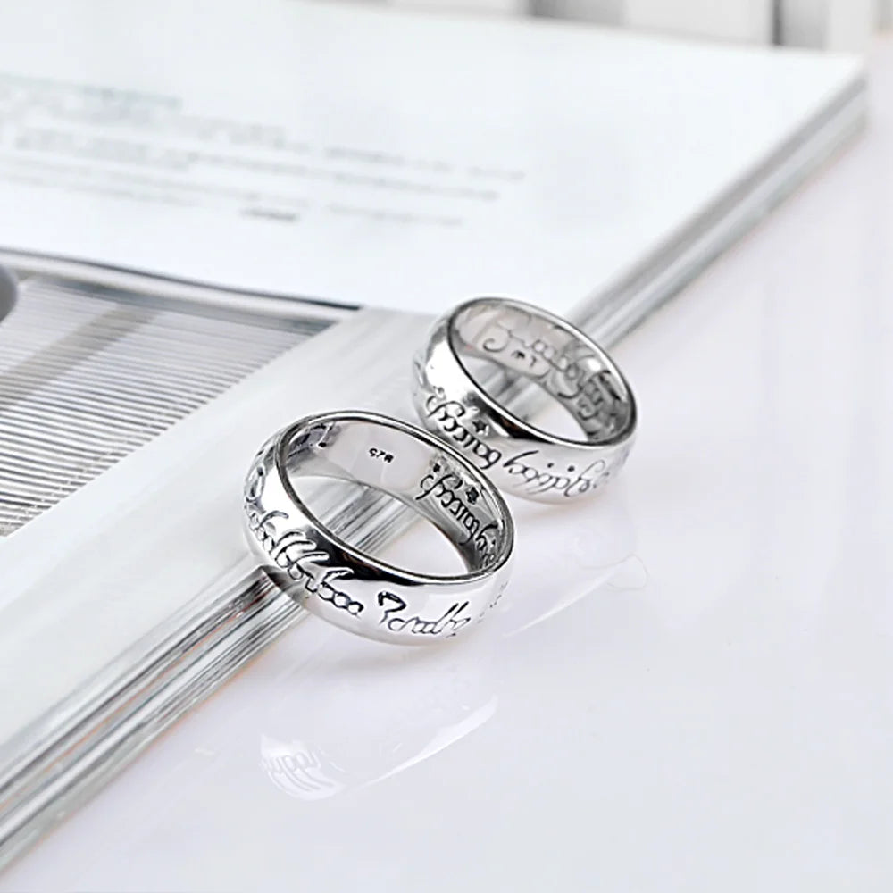 Bohemian Vintage 925 Silver Letter Ring Unisex Classic Jewelry