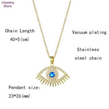 Boho Evil Eye Pendant Necklace Vintage Long Chain Statement