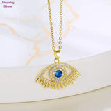 Boho Evil Eye Pendant Necklace Vintage Long Chain Statement