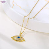 Boho Evil Eye Pendant Necklace Vintage Long Chain Statement