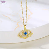 Boho Evil Eye Pendant Necklace Vintage Long Chain Statement