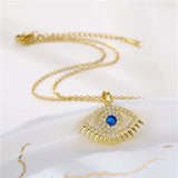 Boho Evil Eye Pendant Necklace Vintage Long Chain Statement