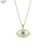Boho Evil Eye Pendant Necklace Vintage Long Chain Statement