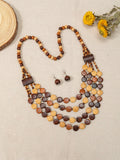 Boho Vintage Festive Wood Jewelry Set Long Sweater Chain Necklace