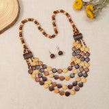 Boho Vintage Festive Wood Jewelry Set Long Sweater Chain Necklace