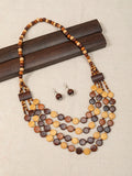 Boho Vintage Festive Wood Jewelry Set Long Sweater Chain Necklace