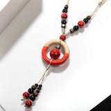 Bohemian Vintage Rang Necklace Ceramic Beads Pendant