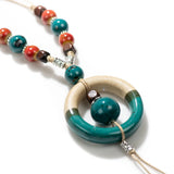 Bohemian Vintage Rang Necklace Ceramic Beads Pendant
