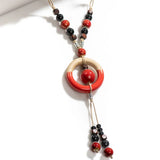 Bohemian Vintage Rang Necklace Ceramic Beads Pendant
