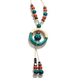 Bohemian Vintage Rang Necklace Ceramic Beads Pendant
