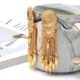 Bohemian Vintage Metal Drop Earrings with Rhinestone Fine Jewelry