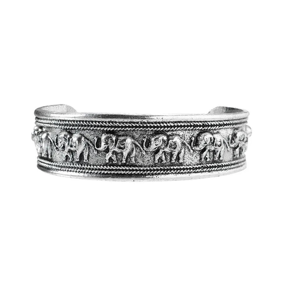 Bohemian Vintage Woman Silver Chain Bracelet Sets Moon Circle Elephant Charm