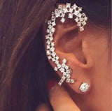 Crystal Rhinestone Ear Cuff Wrap Stud Clip Earrings - Elegant Butterfly Jewelry