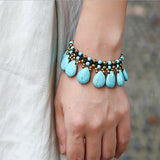 Boho Wax Thread Bracelet with Turquoise