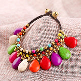 Boho Wax Thread Bracelet with Turquoise
