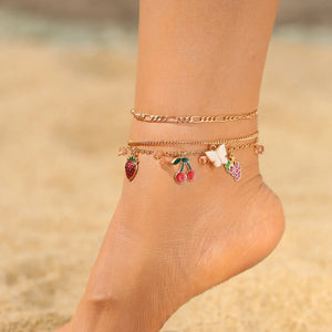 Bohemian Beach Butterfly Anklet Fruit Jewelry