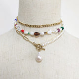 Bohemian Women Charming Pearls Necklace Crystal Beads Mix And Match Wild Choker