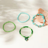 Bohemian Women Green Glass Beads Bracelet Set