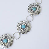 Boho Women Waist Belt with Turquoise Buckle Ethnic Style Chain