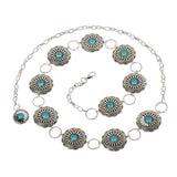 Boho Women Waist Belt with Turquoise Buckle Ethnic Style Chain