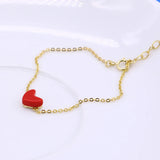 Bohemian Women's 925 Silver Red Heart Bracelet 24k Chain 17.5cm Jewelry
