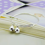 Boho 925 Silver Bracelet Small Bell Pendant Real Silver, Girl Jewelry
