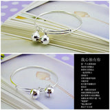 Boho 925 Silver Bracelet Small Bell Pendant Real Silver, Girl Jewelry