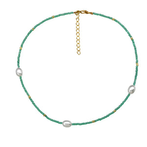 Boho Multicolor Beads Necklace for Women | Glass Pearl Choker