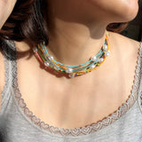 Boho Multicolor Beads Necklace for Women | Glass Pearl Choker