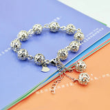 Bohemian Women's 925 Sterling Silver Bracelet Hollow Pattern Ball