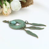 Bohemian Patina Elephant Charms Antique Copper Green Flower Pendants