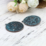 Bohemian Patina Elephant Charms Antique Copper Green Flower Pendants