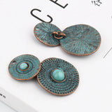 Bohemian Patina Elephant Charms Antique Copper Green Flower Pendants