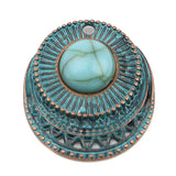 Bohemian Patina Elephant Charms Antique Copper Green Flower Pendants