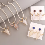 Boho Bull Head Necklace Personalized Turquoise Beaded Pendant