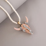 Boho Bull Head Necklace Personalized Turquoise Beaded Pendant
