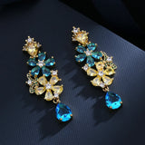 Colorful Zircon Flower Earrings 925 Silver Needle Heavy Industry Earrings
