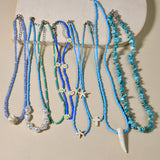 Bohemian Ethnic Bead Necklace - Handknit Turquoise Pearl Flowers