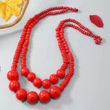 Bohemian Ethnic Long Necklace Beaded Pendant Vintage Necklace