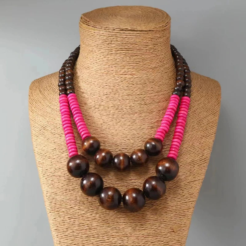 Bohemian Ethnic Long Necklace Beaded Pendant Vintage Necklace