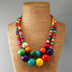 Bohemian Ethnic Long Necklace Beaded Pendant Vintage Necklace
