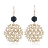 Vintage Hand-Knitted Wooden Beads Tassel Earrings