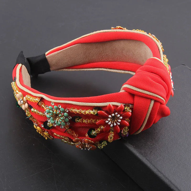 Boho Flower Dance Headband Colorful Crystal Geometric Metal 865