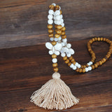 Boho Linen Dress Tassel Sweater Chain Necklace
